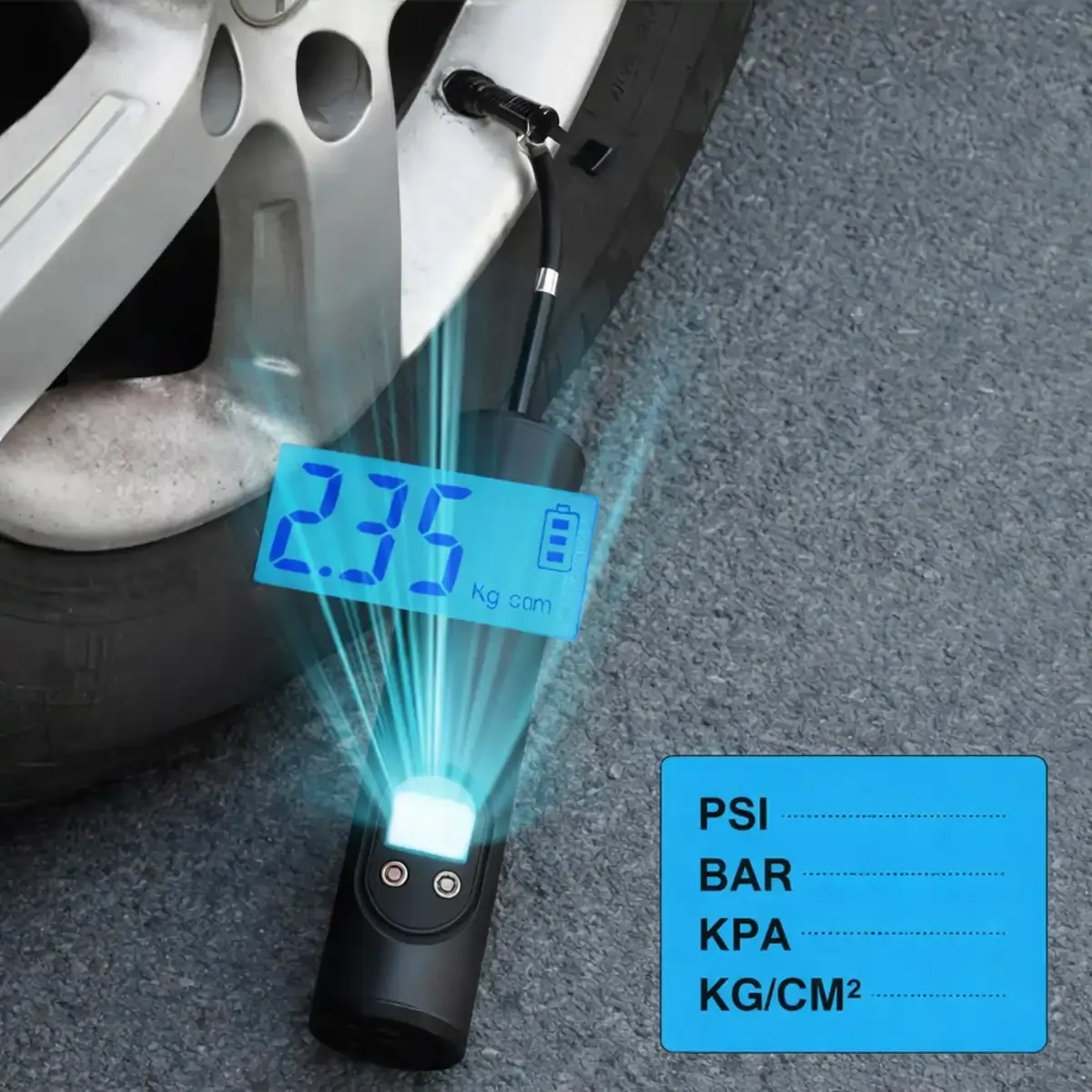 Bikeangel pompa electrica acumulator argintie 10,3 bar
